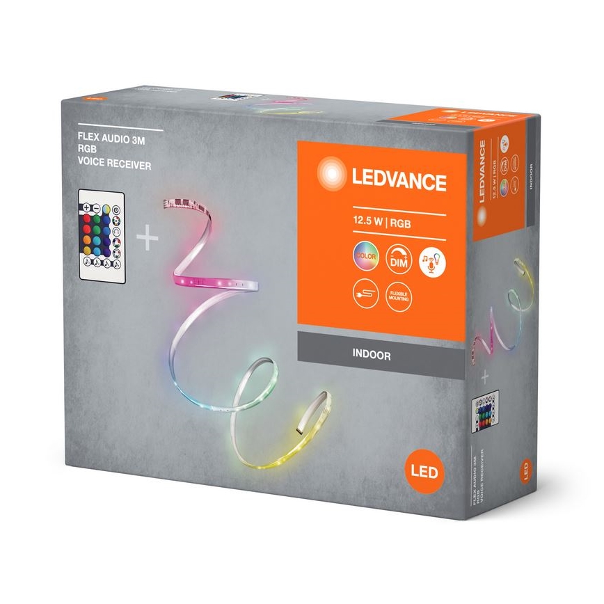 Ledvance - LED RGB Aptumšojama josla FLEX AUDIO 3m LED/12,5W/230V + tālvadības pults