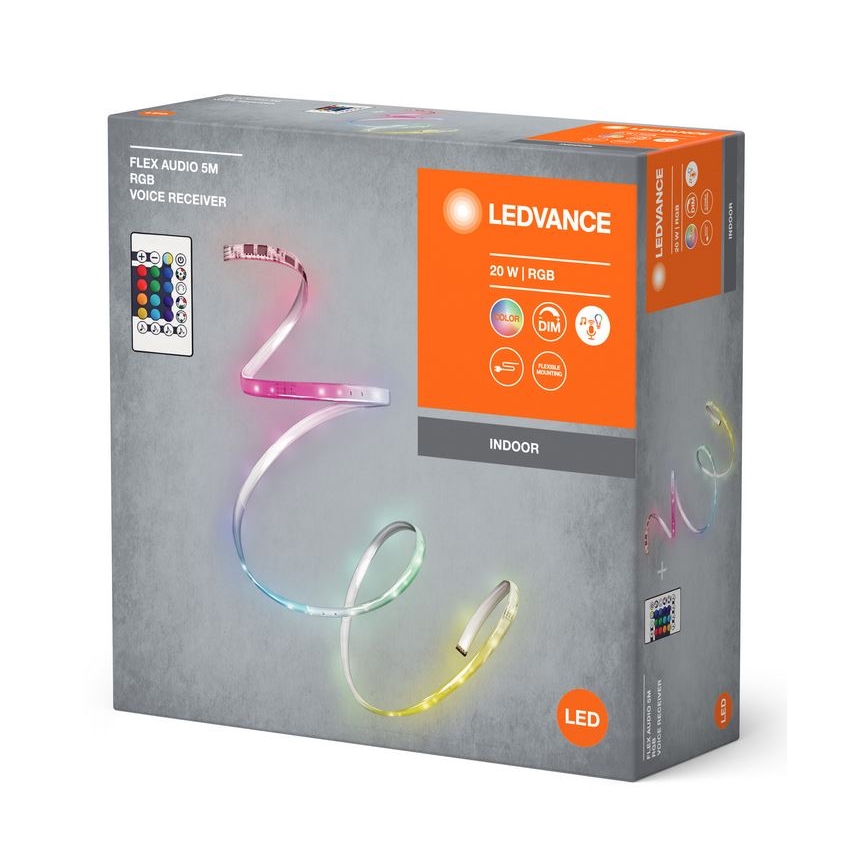 Ledvance - LED RGB Aptumšojama josla FLEX AUDIO 5m LED/20W/230V + tālvadības pults