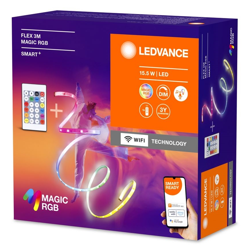 Ledvance - LED RGB Aptumšojama josla SMART+ MAGIC FLEX 3m LED/15,5W/230V Wi-Fi + tālvadības pults
