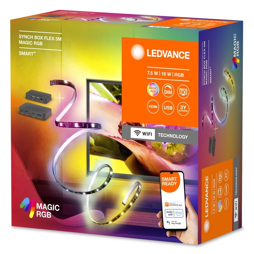Ledvance - LED RGB Aptumšojama josla televizoram SYNCH BOX FLEX SMART+ MAGIC 4,5m LED/18W/230V Wi-Fi