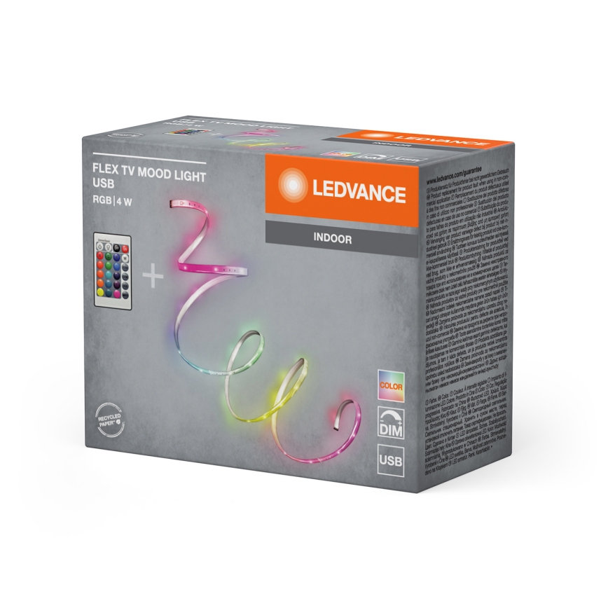 Ledvance - LED RGB regulējama lente FLEX TV MOOD 1m LED/4W/5V + tālvadība