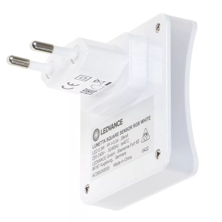 Ledvance - LED RGB orientējošā gaismeklis kontaktligzdai ar sensoru LUNETTA LED/0,3W/230V