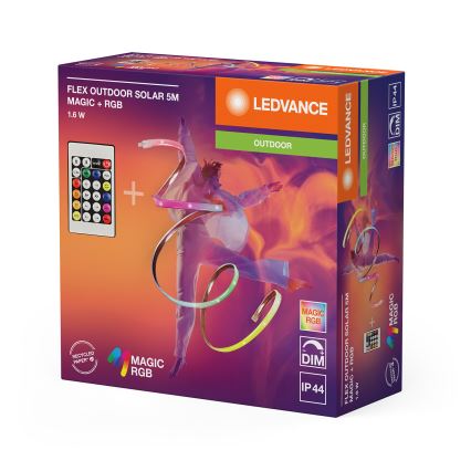 Ledvance - LED RGB aptumšojama saules LED lente FLEX MAGIC 5m LED/1,6W/3,7V 2000 mAh IP44 + tālvadības pults