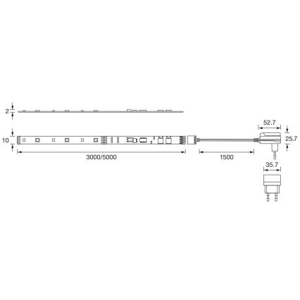 Ledvance - LED RGBW Aptumšojama josla FLEX 3m LED/10W/230V + tālvadības pults