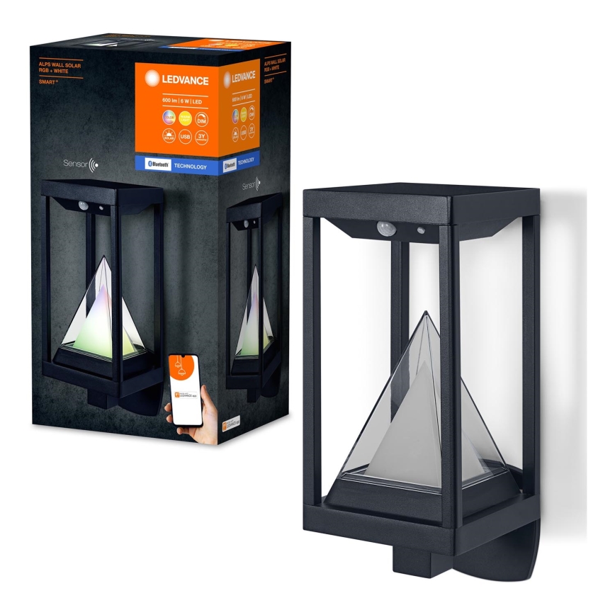 Ledvance - LED RGBW Aptumšojama saules enerģijas sienas lampa ar sensoru SMART+ ALPS LED/6W/3,7V 2200 mAh 3000K IP44