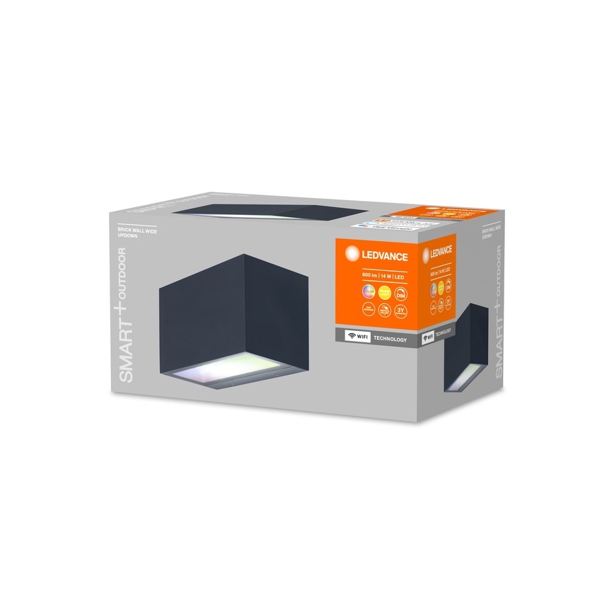 Ledvance - LED RGBW Aptumšojams āra sienas gaismeklis SMART+ BRICK LED/14W/230V Wi-Fi IP44