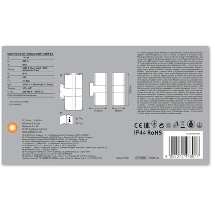 Ledvance - LED RGBW Āra sienas gaismeklis SMART+ CUBE LED/13,5W/230V IP44 Wi-Fi