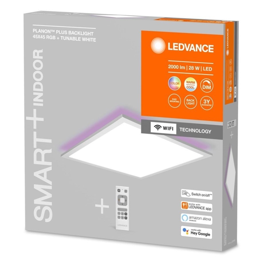 Ledvance - LED RGBW panelis ar regulējamu spilgtumu SMART+ PLANON LED/28W/230V 45x45 cm Wi-Fi + tālvadība