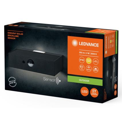 Ledvance - LED Saules enerģijas sienas lampa ar kustības un krēslas sensoru ENDURA SOLAR LED/3W/4,2V 1200 mAh IP65