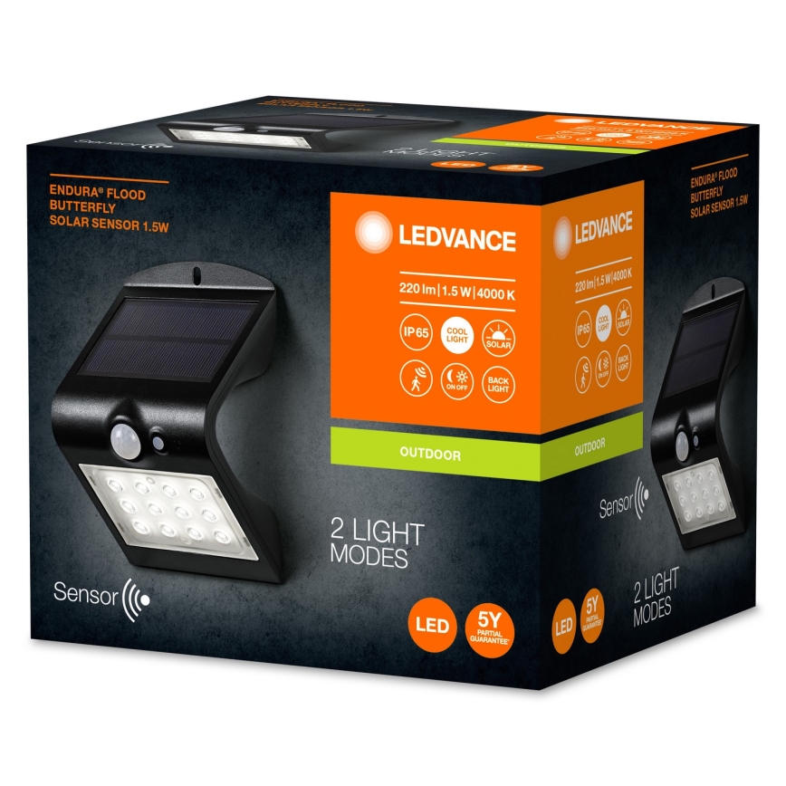 Ledvance - LED Saules enerģijas sienas lampa ar sensoru TAURENIS LED/1,5W/3,7V 1200 mAh IP65
