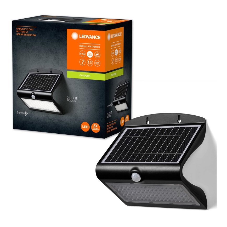 Ledvance - LED Saules enerģijas sienas lampa ar sensoru TAURENIS LED/8W/3,7V 2000 mAh IP65