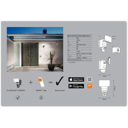 Ledvance - LED Starmetis ar sensoru un kameru SMART+ LED/24W/230V IP44 Wi-Fi