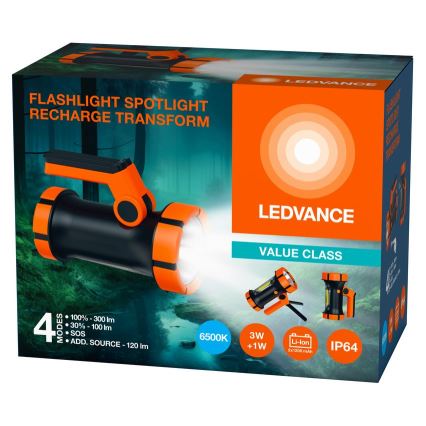 Ledvance - LED Uzlādējams lukturis ar ārējo akumulatoru FLASHLIGHT LED/3W/5V IP64 2400mAh