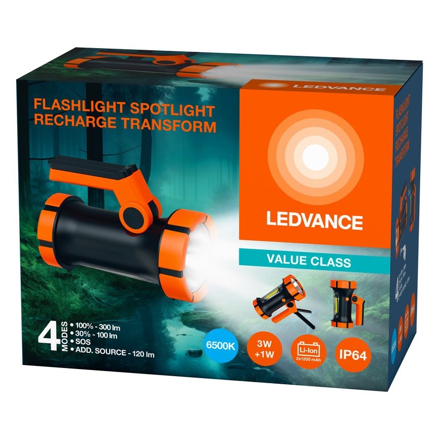 Ledvance - LED Uzlādējams lukturis ar ārējo akumulatoru FLASHLIGHT LED/3W/5V IP64 2400mAh