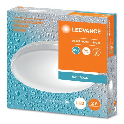 Ledvance - LED vannas istabas griestu gaismeklis ar krēslas sensoru CEILING ROUND LED/24W/230V IP44