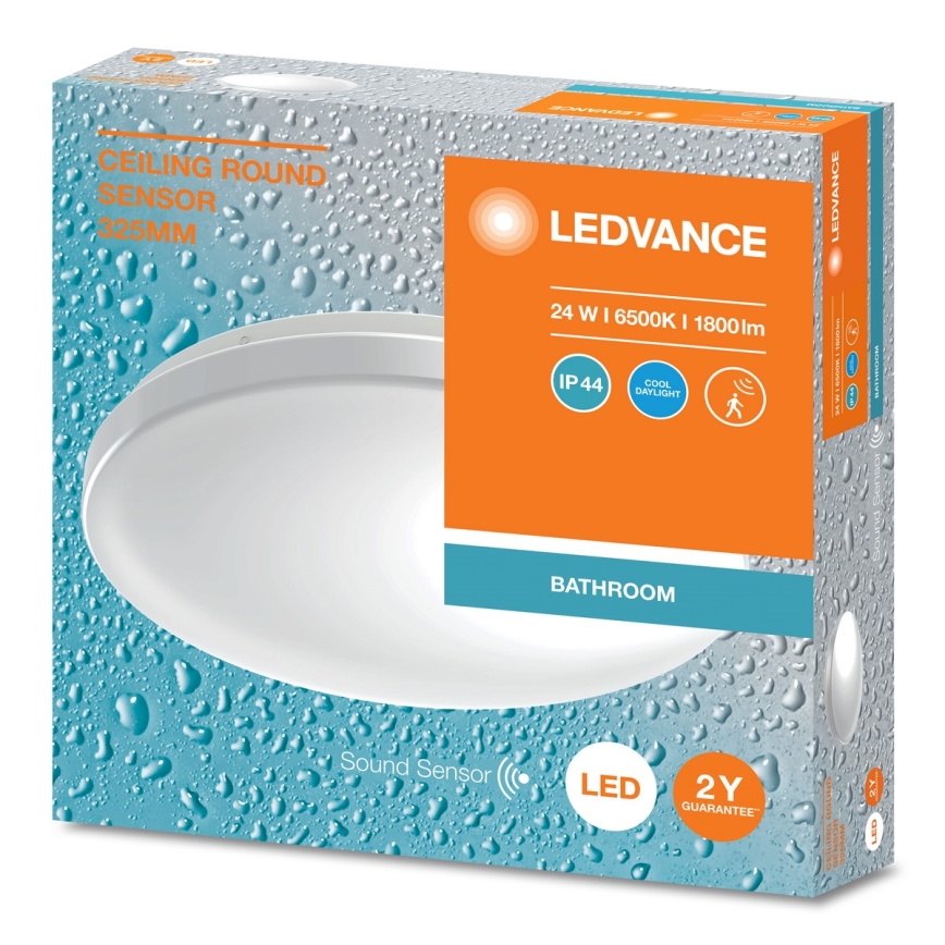 Ledvance - LED griestu gaismeklis vannas istabai ar krēslas sensoru CEILING ROUND LED/24W/230V IP44