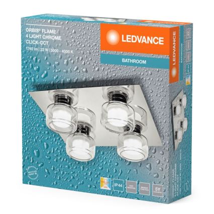 Ledvance - LED Vannas istabas griestu lampa ORBIS FLAME 4xLED/5,5W/230V 3000/4000K IP44 hroms