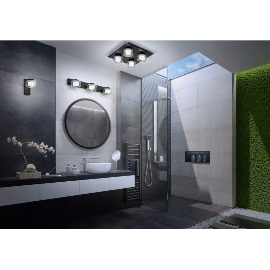 Ledvance - LED Vannas istabas griestu lampa ORBIS FLAME 4xLED/5,5W/230V 3000/4000K IP44 melna