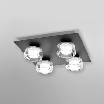 Ledvance - LED Vannas istabas griestu lampa ORBIS FLAME 4xLED/5,5W/230V 3000/4000K IP44 melna