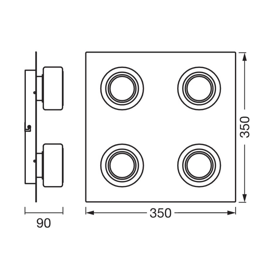 Ledvance - LED Vannas istabas griestu lampa ORBIS FLAME 4xLED/5,5W/230V 3000/4000K IP44 melna