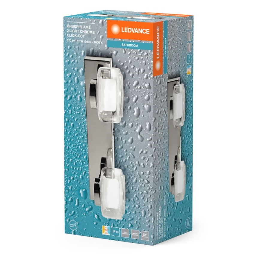 Ledvance - LED Vannas istabas sienas lampa ORBIS FLAME 2xLED/5,5W/230V 3000/4000K IP44 hroms