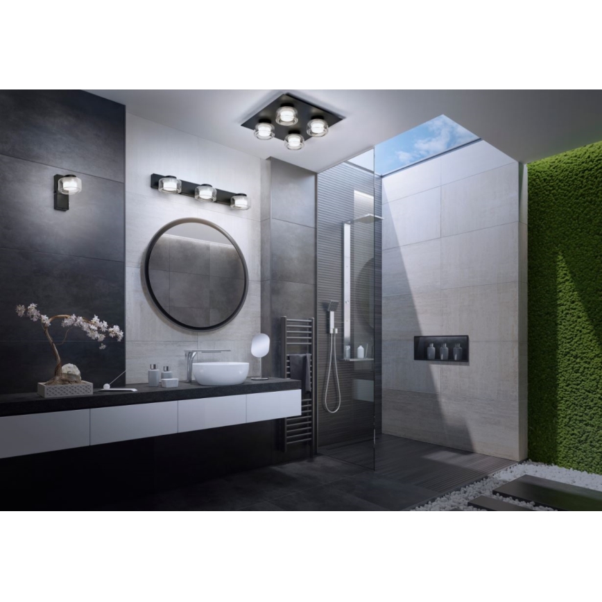Ledvance - LED Vannas istabas sienas lampa ORBIS FLAME 2xLED/5,5W/230V 3000/4000K IP44 melna