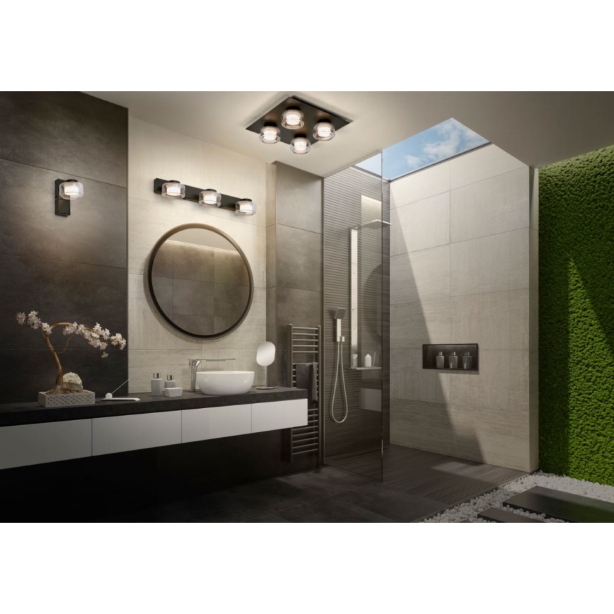 Ledvance - LED Vannas istabas sienas lampa ORBIS FLAME 2xLED/5,5W/230V 3000/4000K IP44 melna