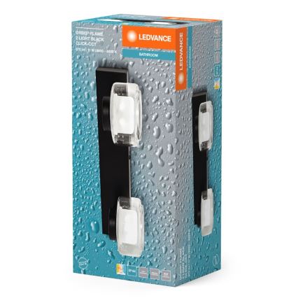 Ledvance - LED Vannas istabas sienas lampa ORBIS FLAME 2xLED/5,5W/230V 3000/4000K IP44 melna