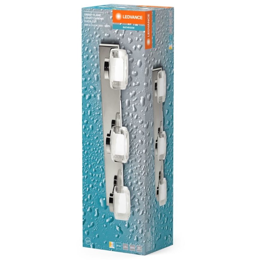 Ledvance-LED Vannas istabas sienas lampa ORBIS FLAME 3xLED/5,5W/230V IP44 hroms