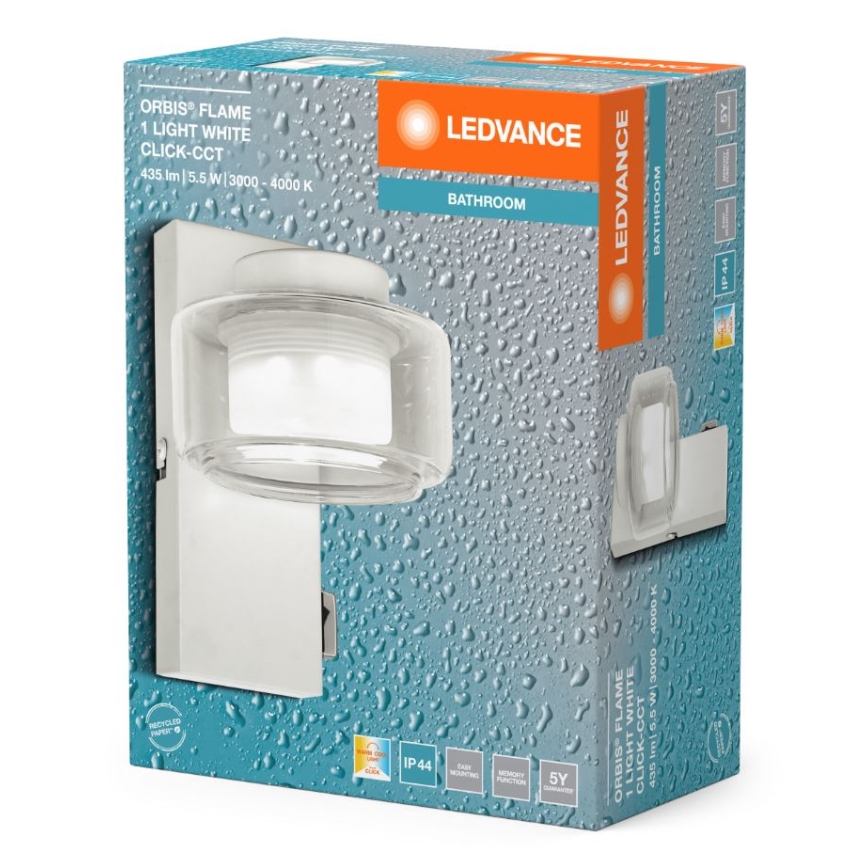 Ledvance - LED Vannas istabas sienas lampa ORBIS FLAME LED/5,5W/230V 3000/4000K IP44 balta