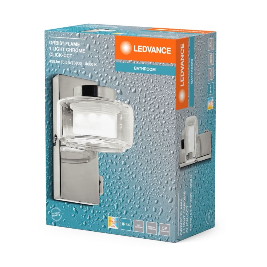 Ledvance - LED Vannas istabas sienas lampa ORBIS FLAME LED/5,5W/230V 3000/4000K IP44 hroms