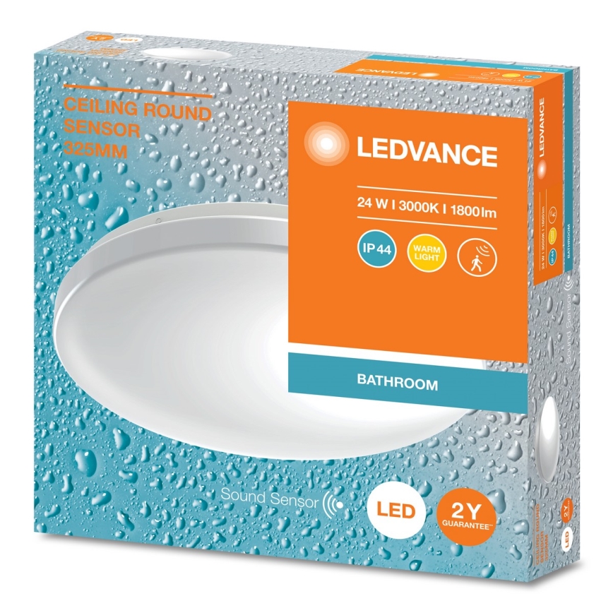 Ledvance - LED vannas istabas griestu lampa ar krēslas sensoru CEILING ROUND LED/24W/230V IP44