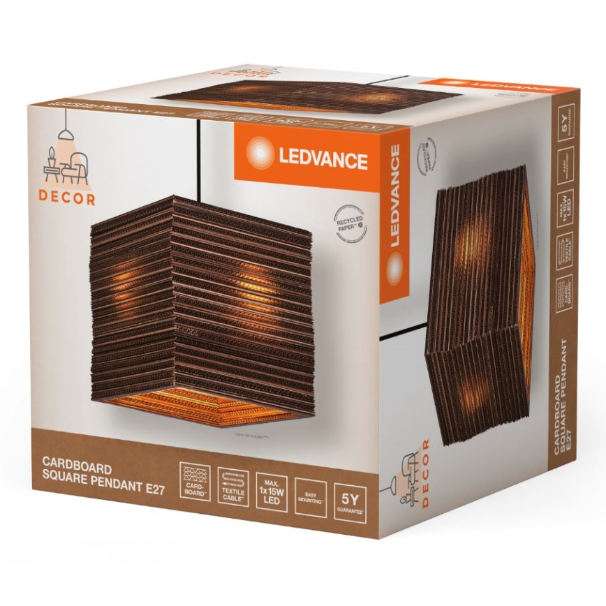 Ledvance - Lustra ar auklu DECOR CARDBOARD 1xE27/15W/230V 25x25 cm