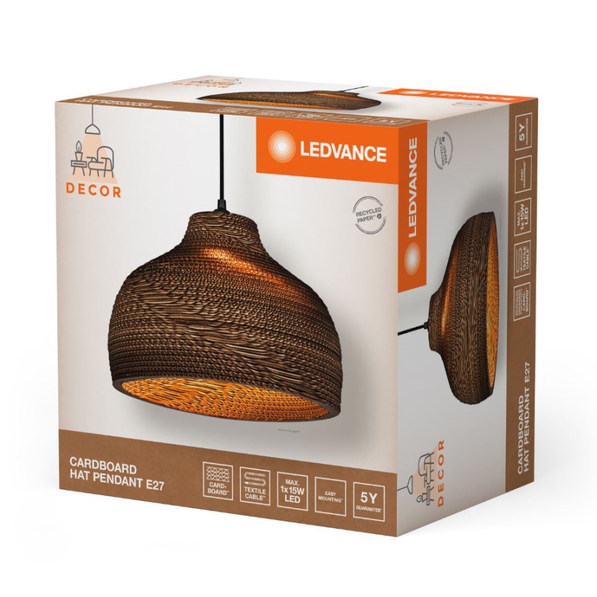Ledvance - Lustra ar auklu DECOR CARDBOARD 1xE27/15W/230V d. 36 cm