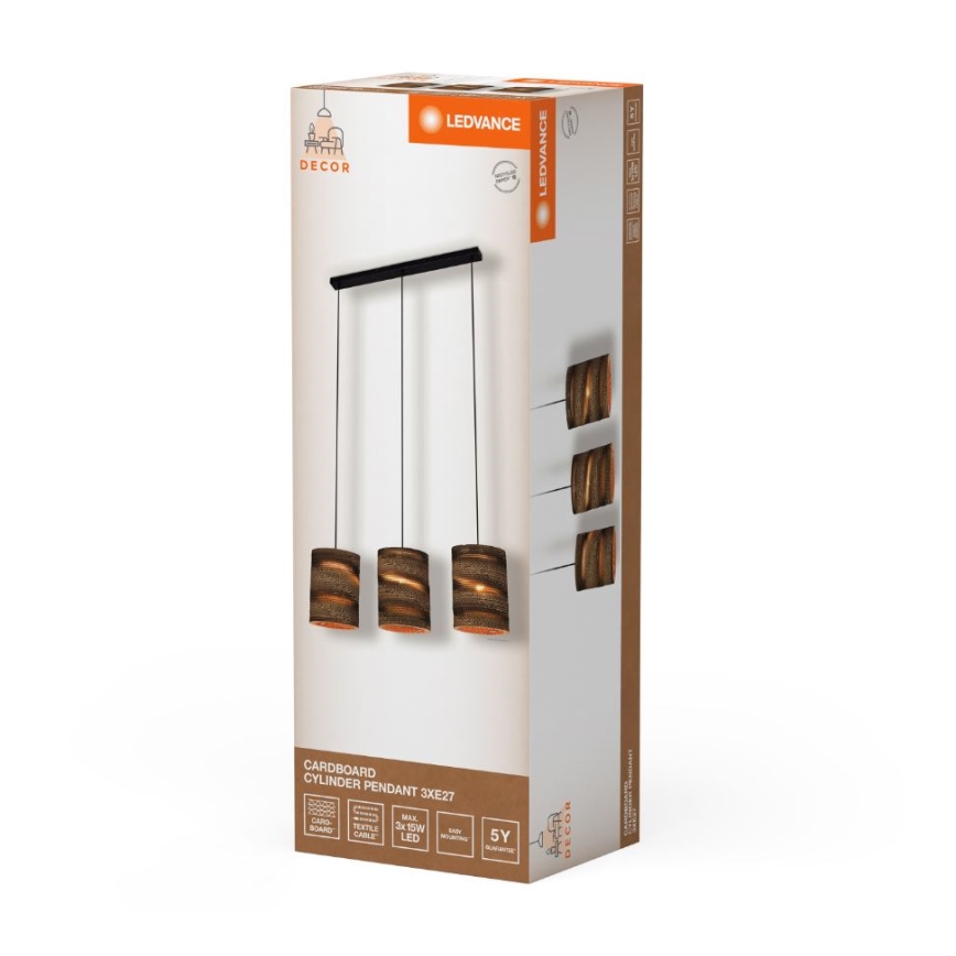 Ledvance - Lustra ar auklu DECOR CARDBOARD 3xE27/15W/230V
