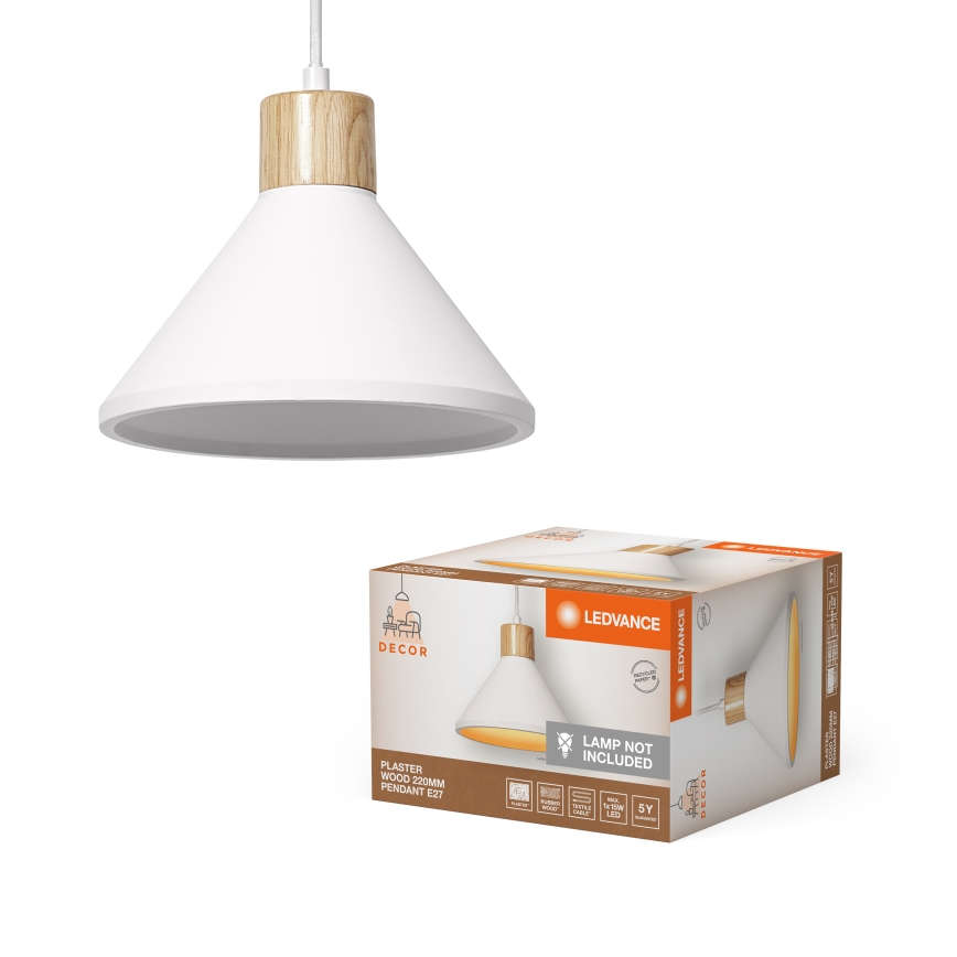 Ledvance - Lustra ar auklu DECOR PLASTER 1xE27/25W/230V d. 22 cm ģipsis balta