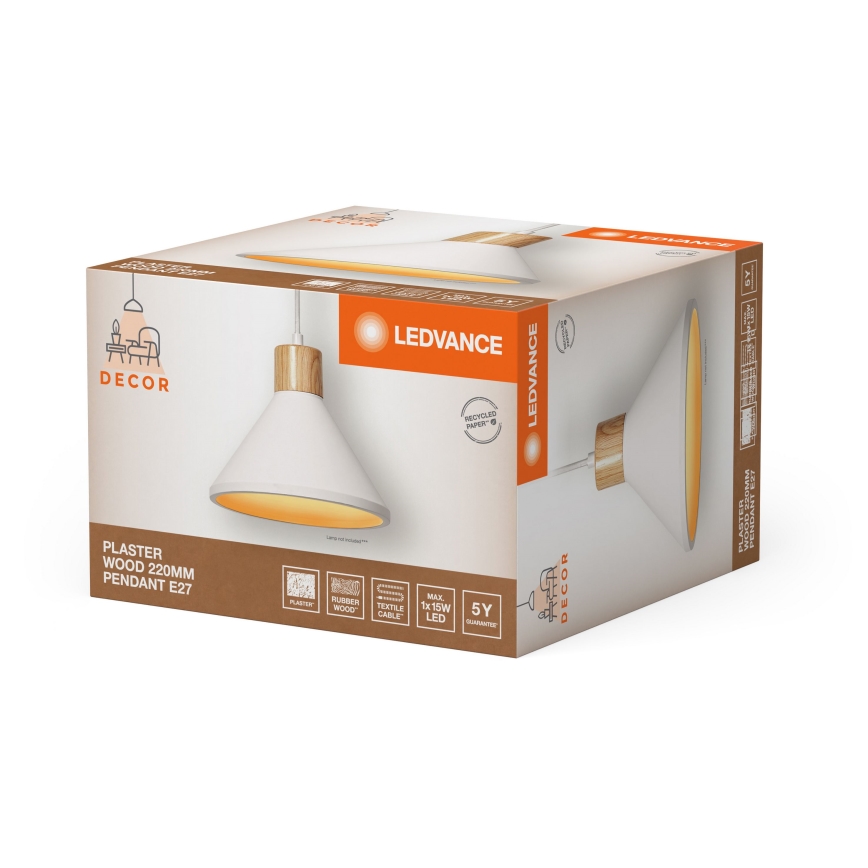 Ledvance - Lustra ar auklu DECOR PLASTER 1xE27/25W/230V d. 22 cm ģipsis balta