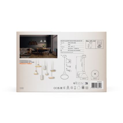 Ledvance - Lustra ar auklu DECOR PLASTER 1xE27/25W/230V d. 22 cm ģipsis balta