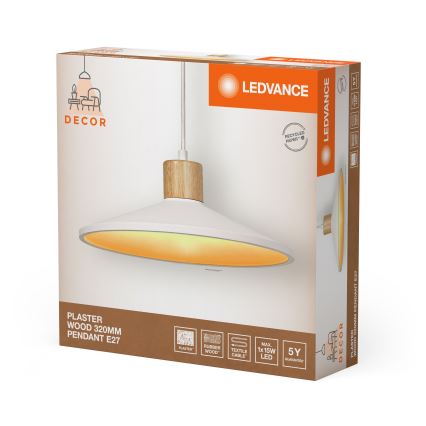 Ledvance - Lustra ar auklu DECOR PLASTER 1xE27/25W/230V d. 32 cm ģipsis balta