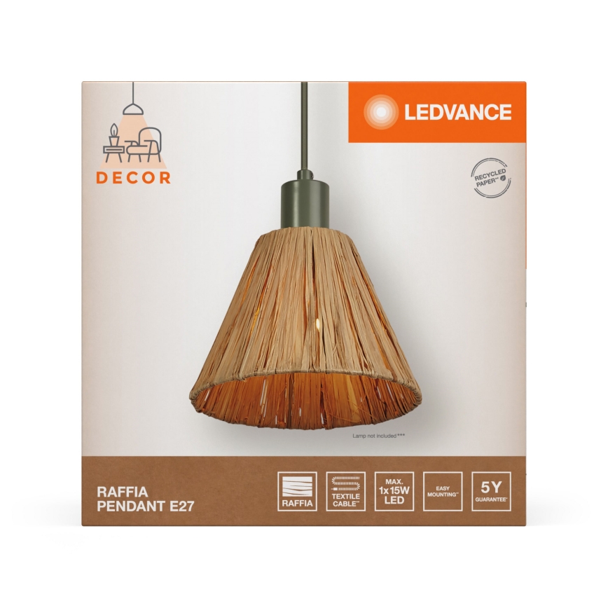 Ledvance - Lustra ar auklu DECOR RAFFIA 1xE27/15W/230V