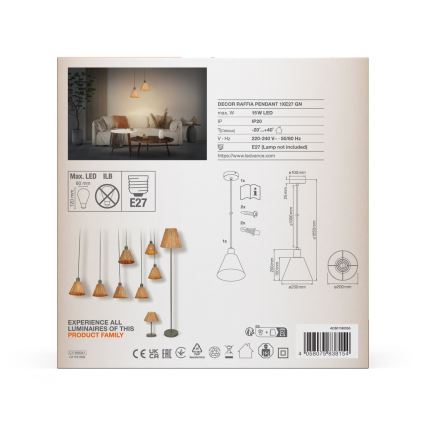 Ledvance - Lustra ar auklu DECOR RAFFIA 1xE27/15W/230V