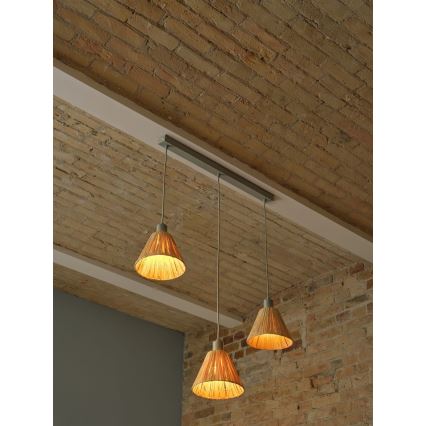 Ledvance - Lustra ar auklu DECOR RAFFIA 3xE27/15W/230V raffia bast