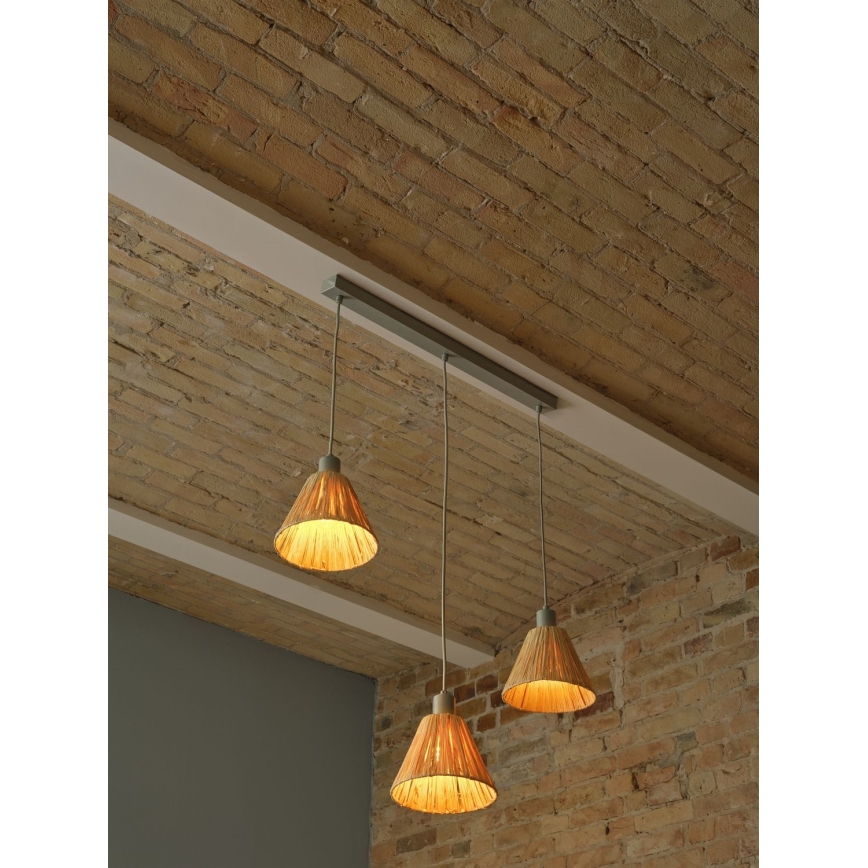 Ledvance - Lustra ar auklu DECOR RAFFIA 3xE27/15W/230V raffia bast