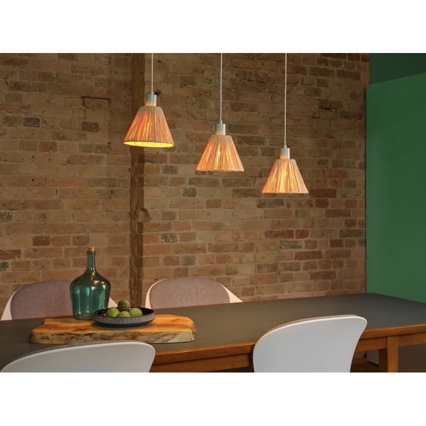 Ledvance - Lustra ar auklu DECOR RAFFIA 3xE27/15W/230V raffia bast