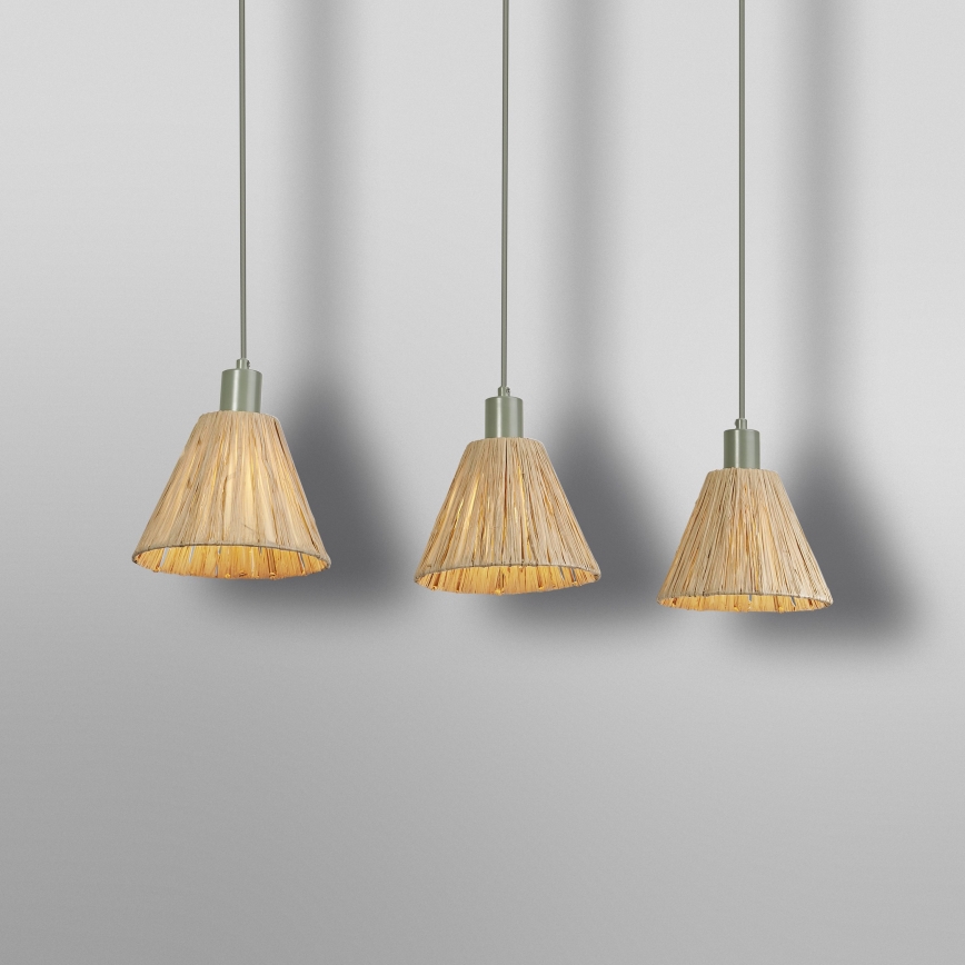 Ledvance - Lustra ar auklu DECOR RAFFIA 3xE27/15W/230V raffia bast