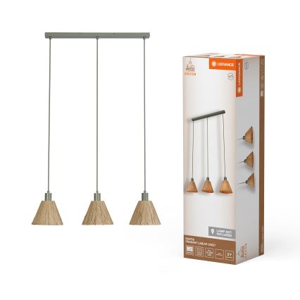 Ledvance - Lustra ar auklu DECOR RAFFIA 3xE27/15W/230V raffia bast