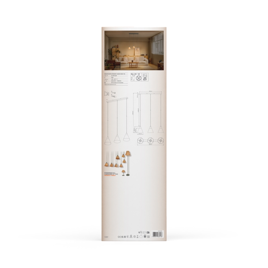 Ledvance - Lustra ar auklu DECOR RAFFIA 3xE27/15W/230V raffia bast