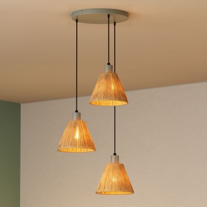 Ledvance - Lustra ar auklu DECOR RAFFIA 3xE27/15W/230V raffia bast