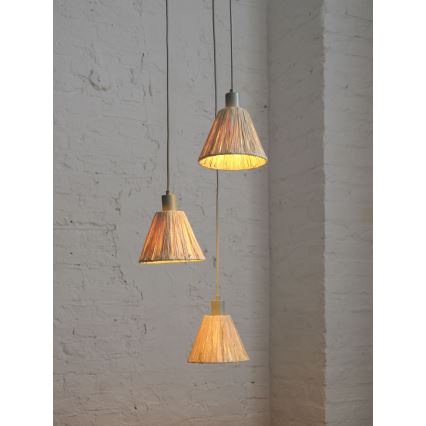 Ledvance - Lustra ar auklu DECOR RAFFIA 3xE27/15W/230V raffia bast