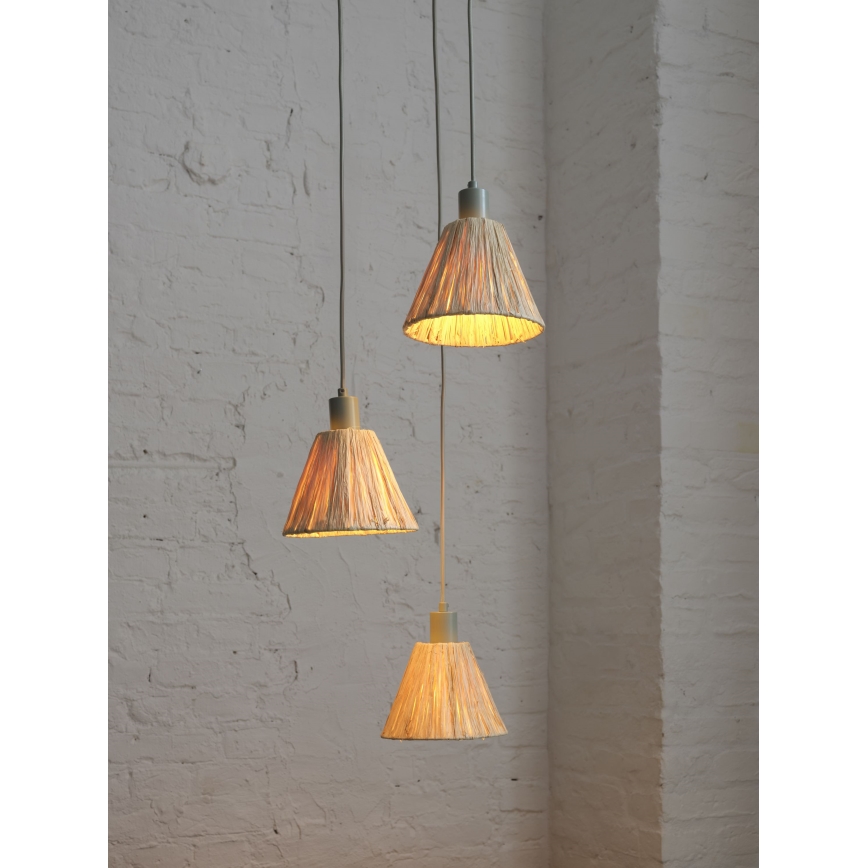 Ledvance - Lustra ar auklu DECOR RAFFIA 3xE27/15W/230V raffia bast
